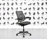 refurbished humanscale liberty task chair polished aluminium grigio grey leather