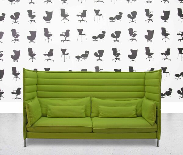 refurbished vitra alcove high back sofa grass green fabric