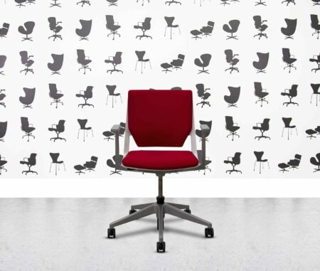 refurbished haworth very conference chair white and red