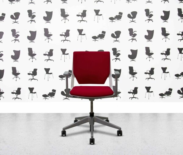 refurbished haworth very conference chair white and red