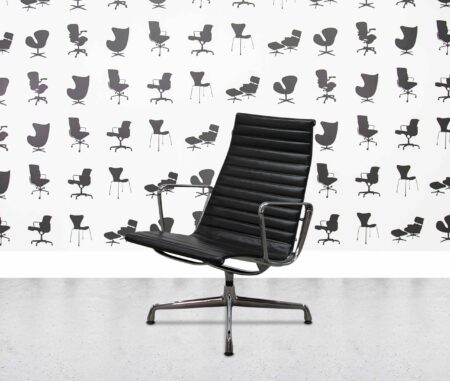 refurbished vitra ea112 polished aluminium black leather