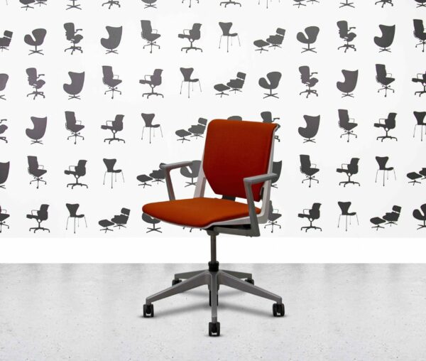 refurbished haworth very conference chair white and orange