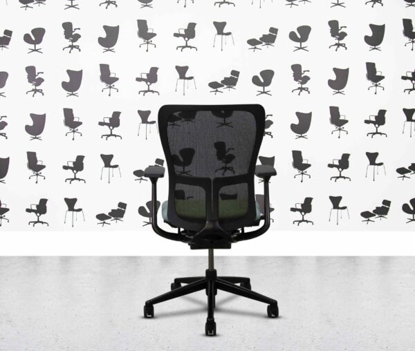 refurbished haworth zody desk chair black frame fixed arms paseo