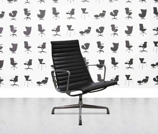refurbished vitra ea112 polished aluminium black leather