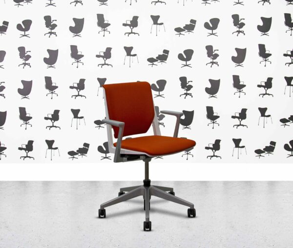 refurbished haworth very conference chair white and orange