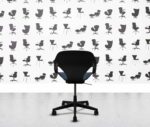 refurbished herman miller zeph with arms black back navy blue seat