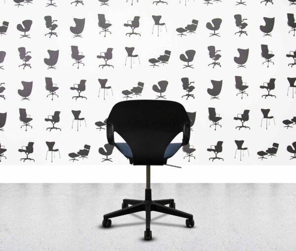 refurbished herman miller zeph with arms black back navy blue seat