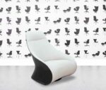 refurbished zanotta derby armchair swivel base blue leather back and grey fabric seat (copy)