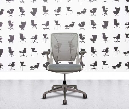 Refurbished Humanscale Diffrient World - White Frame - Grey Mesh Back and Seat