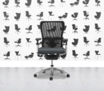 refurbished haworth zody desk chair full spec polished aluminium frame black mesh multi colour