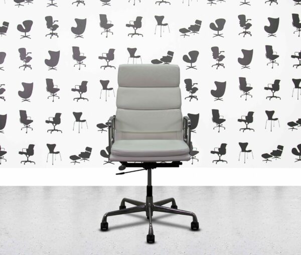 refurbished vitra soft pad ea219 aluminium frame white leather