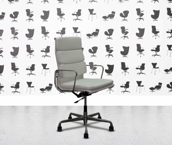 refurbished vitra soft pad ea219 aluminium frame white leather