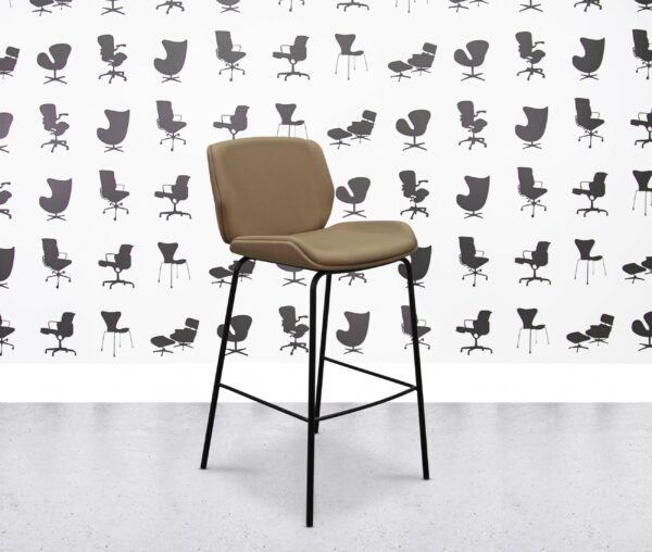 refurbished boss design kruze stool kru/6 fully upholstered beige fabric
