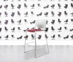 refurbished haworth very sled base stool white shell and red seat