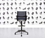 refurbished herman miller setu stool  black frame blue mesh