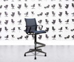 refurbished herman miller setu stool  black frame blue mesh