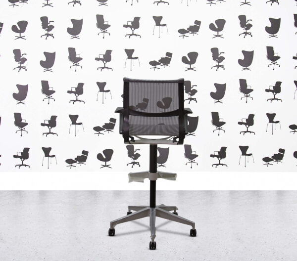 Refurbished Herman Miller Setu Stool - Black Frame - Slate Grey Mesh3