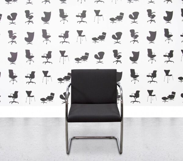 Refurbished Walter Knoll Brno Tubular Armchair - Chrome frame - Black Fabric