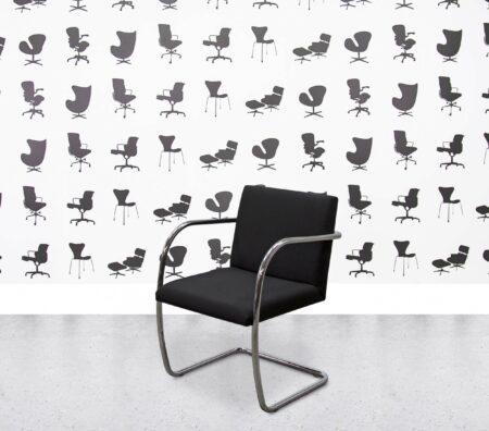 Refurbished Walter Knoll Brno Tubular Armchair - Chrome frame - Black Fabric
