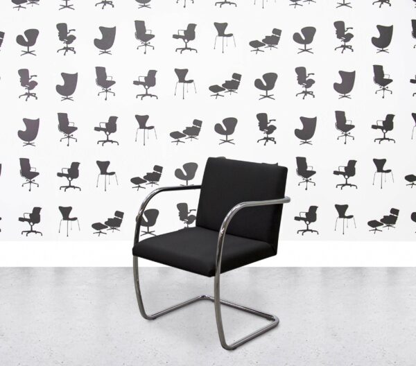Refurbished Walter Knoll Brno Tubular Armchair - Chrome frame - Black Fabric