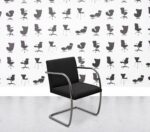 Refurbished Walter Knoll Brno Tubular Armchair - Chrome frame - Black Fabric