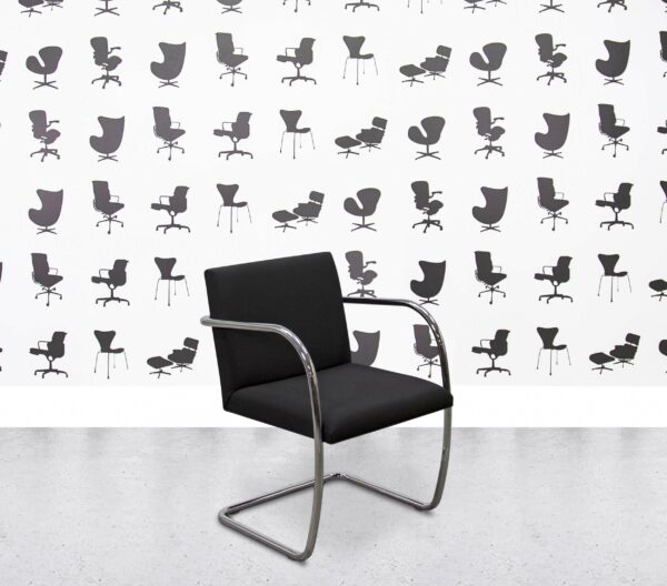Refurbished Walter Knoll Brno Tubular Armchair - Chrome frame - Black Fabric