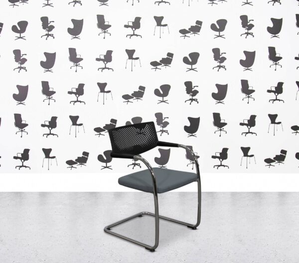 Refurbished Vitra Visavis 2 - Chrome Frame - Black Plastic Back - Multi Colour - paseo