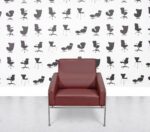 Refurbished Fritz Hansen Airport 3000 Armchair - Berry Red Leather