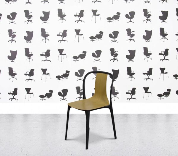 Refurbished Vitra Belleville Armchair - Oak Wood - Black Frame