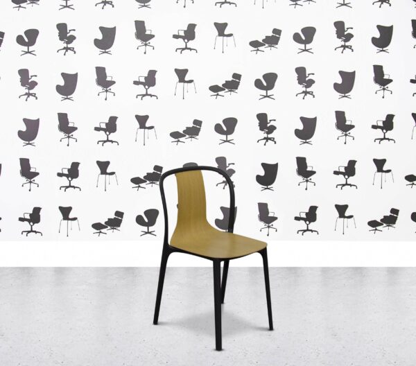 Refurbished Vitra Belleville Armchair - Oak Wood - Black Frame