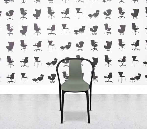 Refurbished Vitra Belleville Armchair - Moss Grey - Black Frame