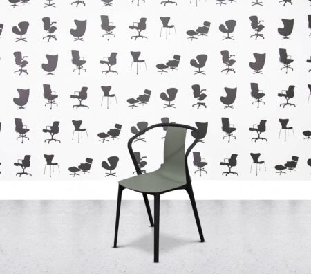 Refurbished Vitra Belleville Armchair - Moss Grey - Black Frame