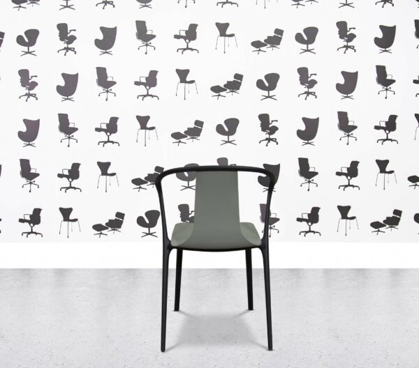 Refurbished Vitra Belleville Armchair - Moss Grey - Black Frame