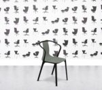 Refurbished Vitra Belleville Armchair - Moss Grey - Black Frame