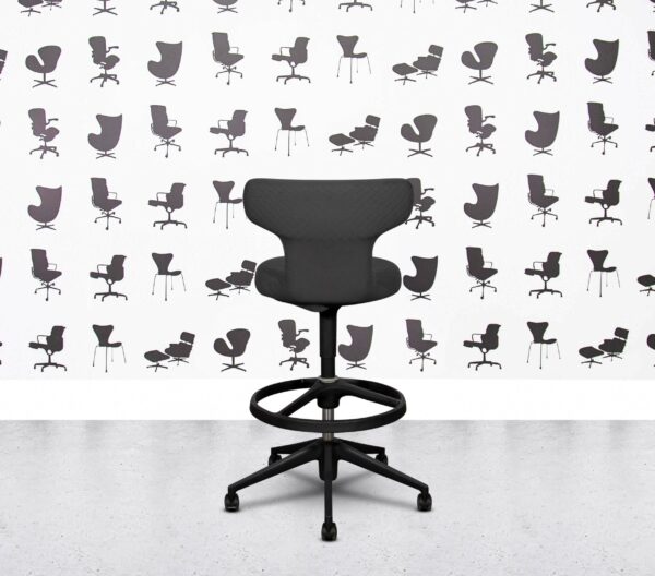 Refurbished Vitra Pivot High Stool - Black Frame - Grey Fabric