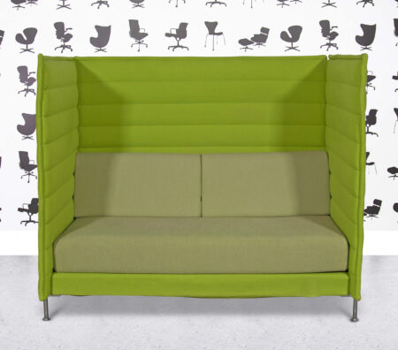 Refurbished Vitra Alcove High Back Sofa - 2 Seater - Grass Green Fabric