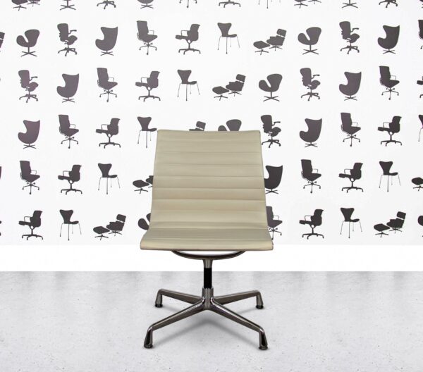 Refurbished Vitra EA105 - Chrome Frame - Cream Leather - Fixed, Non-Swivel, and No Armrests