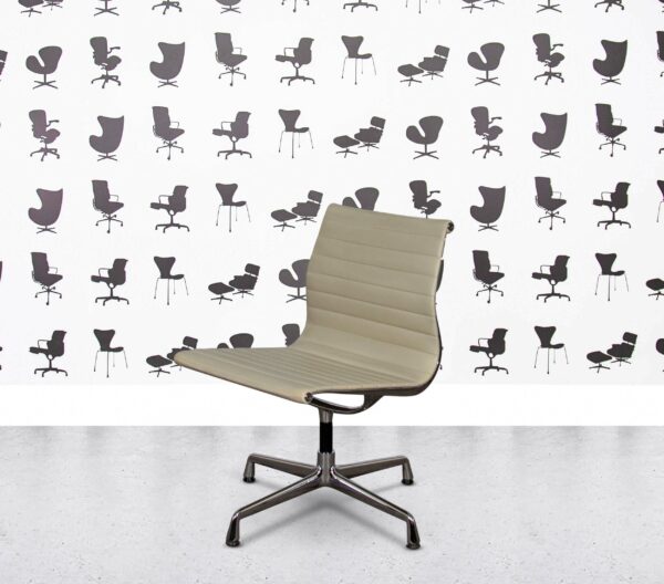 Refurbished Vitra EA105 - Chrome Frame - Cream Leather - Fixed, Non-Swivel, and No Armrests
