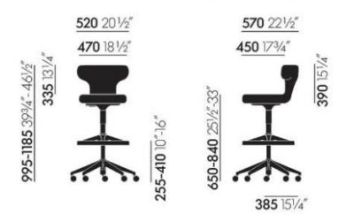 Refurbished Vitra Pivot High Stool - Black Frame - Grey Fabric