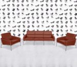 Refurbished Fritz Hansen 3300 and 3303 Armchair and Sofa Set - Berry Red Leather