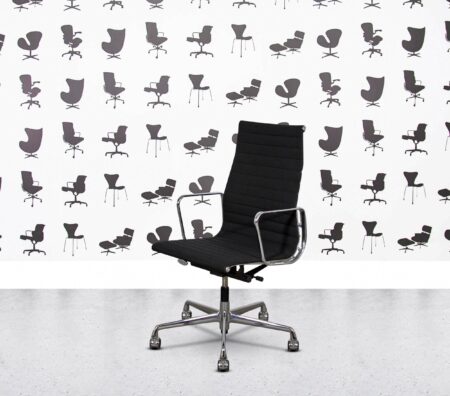 Refurbished Vitra Charles Eames EA119 - Chrome Frame - Black Hopsack Fabric