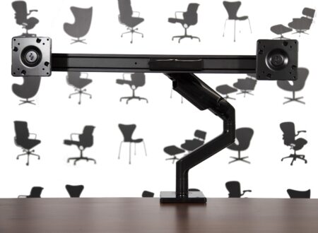 Refurbished Humanscale M8.1 Dual Monitor Arm Desk Mount - Black