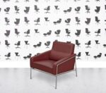 Refurbished Fritz Hansen 3300 and 3303 Armchair and Sofa Set - Berry Red Leather