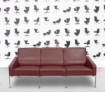Refurbished Fritz Hansen 3300 and 3303 Armchair and Sofa Set - Berry Red Leather