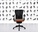 Refurbished Haworth Zody Desk Chair FULL SPEC 4D - Black Frame - Multi Colour in Leather - Tan