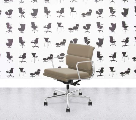 Refurbished Vitra Eames Soft Pad EA217 - Premium Leather - Pol Alu - Sand