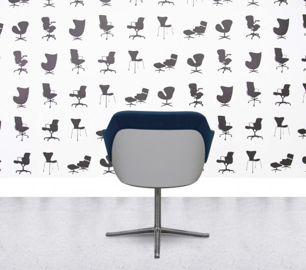 Refurbished Walter Knoll Turtle Lounge Chair - Blue Fabric