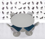 Refurbished Knoll Saarinen Round Dining Set - Aegean Blue