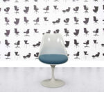 Refurbished Knoll Saarinen Tulip Side Chair - Aegean Blue Fabric