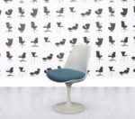 Refurbished Knoll Saarinen Tulip Side Chair - Aegean Blue Fabric